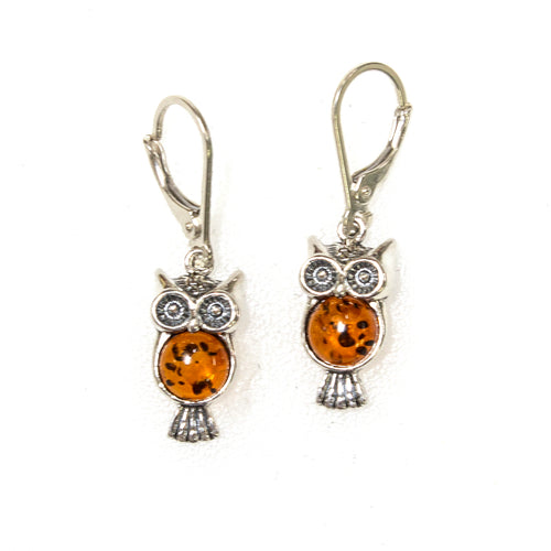 SS Amber Owl Earrings