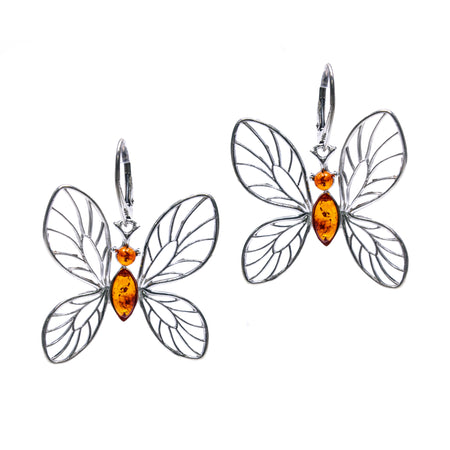 SS Onyx Oval Dragonfly Dangle Earrings