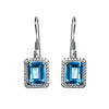 Sterling Silver Created Aquamarine & CZ Earrings