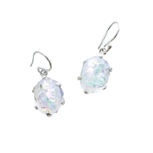 SS Rough Silicon Quartz Pronged Earrings