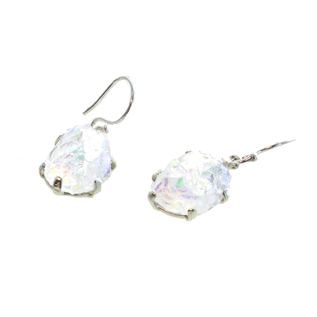 SS Rough Silicon Quartz Pronged Earrings