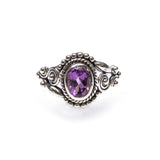 SS Amethyst Oval Rope Bead & Swirl Ring (Size 7)