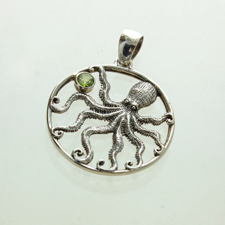 SS Round Abalone Octopus Pendant