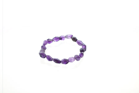SS Amethyst Rough and Faceted Three Row Bracelet