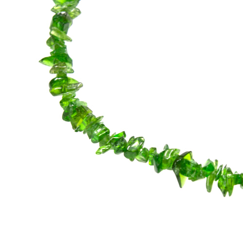 Nickel Plated Chromium Diopside Chip Bead Necklace