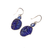 SS Kyanite and Lapis Lazuli Oval Earrings
