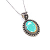 SS Turquoise w/ Flower & Rope Border Necklace