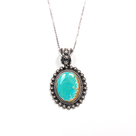 Sterling Silver Turquoise Flower Necklace