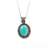 SS Turquoise w/ Flower & Rope Border Necklace