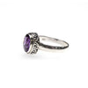 SS Checkerboard Cut Amethyst Oval Scroll Bezel Ring (Size 7)