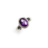 SS Checkerboard Cut Amethyst Oval Scroll Bezel Ring (Size 7)