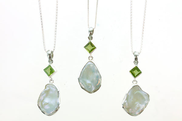SS Baroque Pearl and Peridot Necklace
