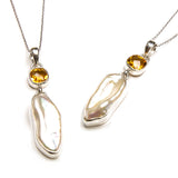 SS Citrine & Stick Pearl Necklace
