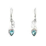 SS Filigree Blue Topaz Pear Dangle Earrings