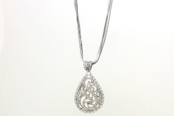 SS Pear Granulation Necklace