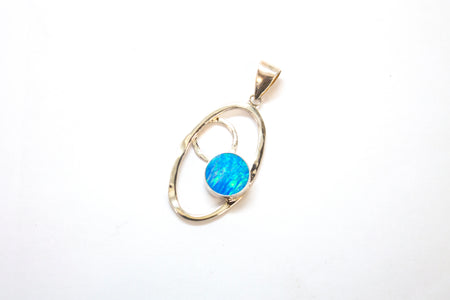 SS Created Opal and CZ Oval Necklace