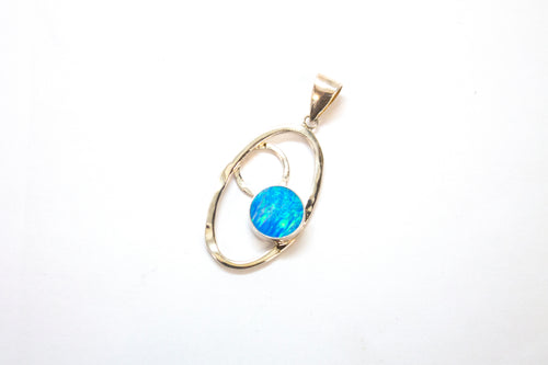 SS Created Opal Circles Pendant