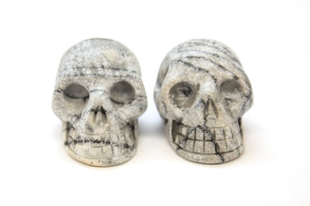 Black and White Jasper Skull Carvings