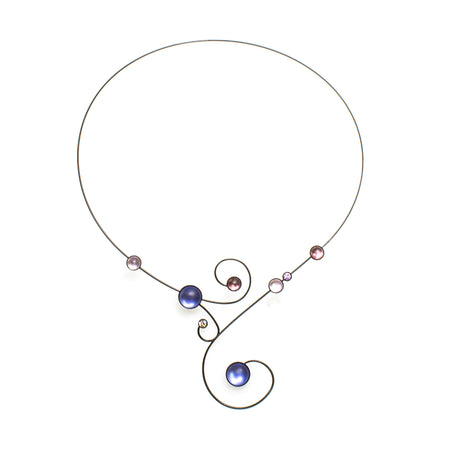SS Three Quartz Crystal Freeform Necklace