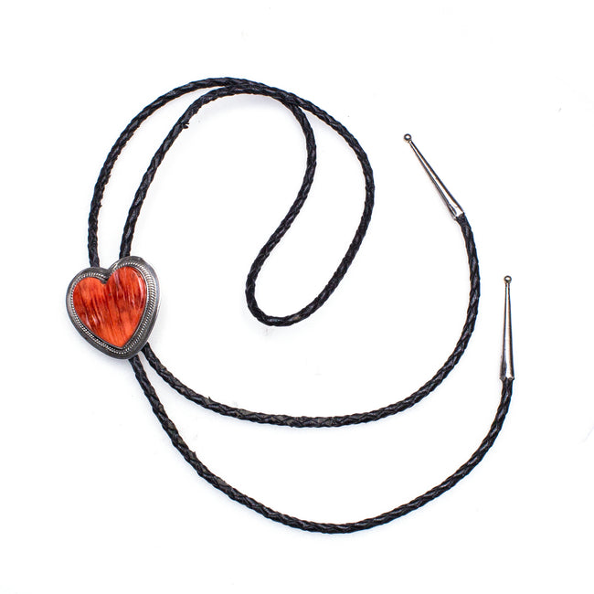 SS Spiny Oyster Shell Heart Bolo Tie