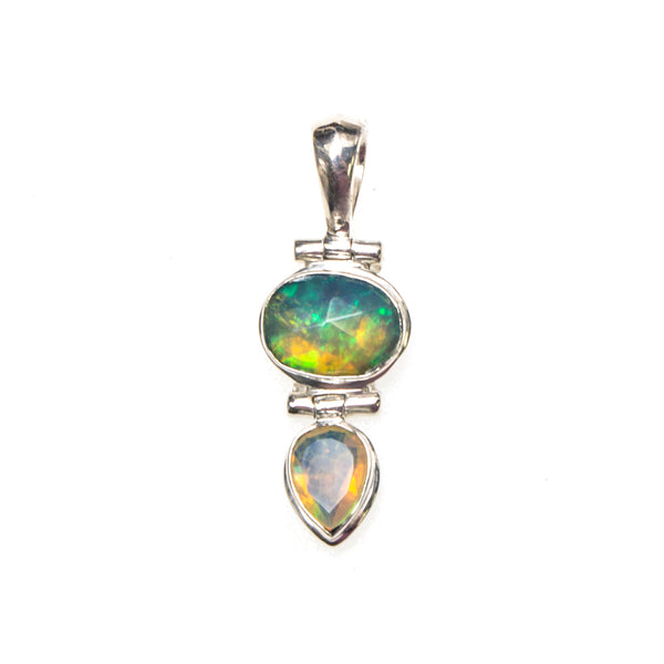SS Faceted Ethiopian Opal Pendant