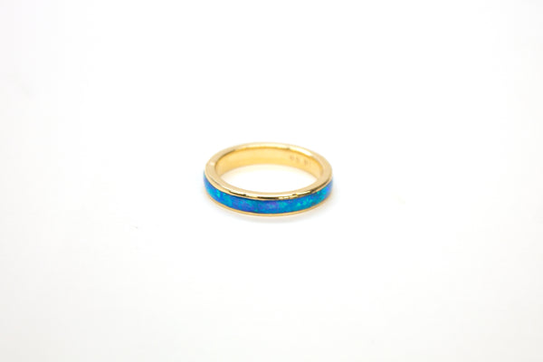 14K Created Blue Opal Ring Size 7