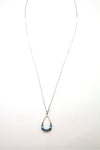 14KW Blue Topaz and Diamond Pear Necklace