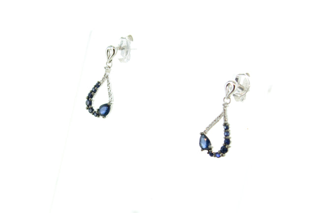14KW Sapphire and Diamond Pear Drop Earrings