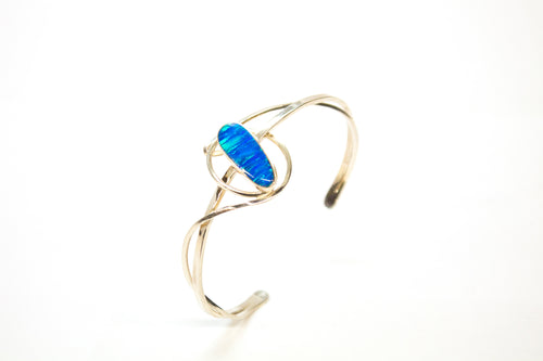 SS Created Opal Swirl and Circle Cuff Bracelet