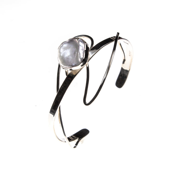 Sterling Silver Blister Pearl S Cuff Bracelet