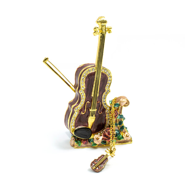 Cloisonne Box Cello with Matching Necklace