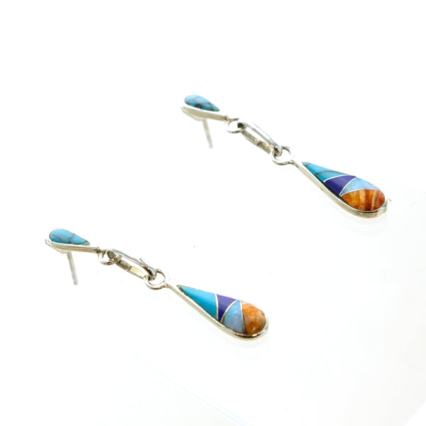 SS Multicolor Drop Link Post Earrings