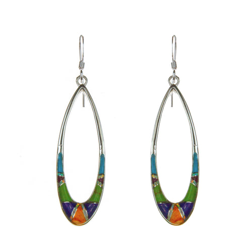 Sterling Silver Inlay Oval Earrings