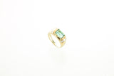 14K Green Tourmaline and Diamond Ring
