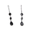 SS 3 Stone Iolite/Onyx Drop Earrings