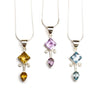 SS Diamond/Pear Citrine/Amethyst/Blue Topaz Necklace