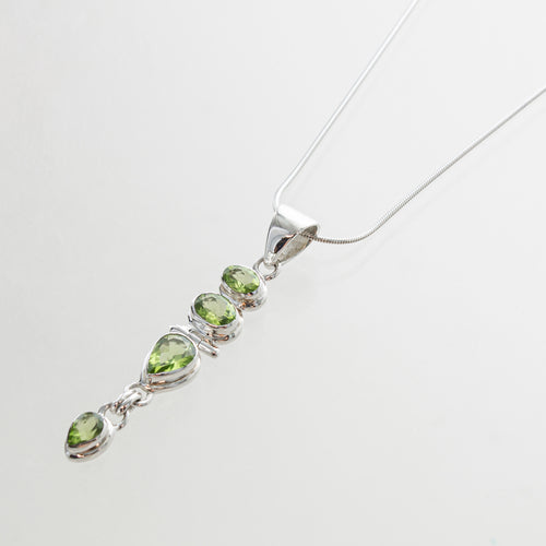 SS Peridot Double Oval & Pear Hinged Pendant Necklace