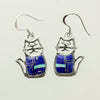 SS Lapis & Created Opal Inlay Cat Earrings
