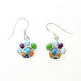 SS Multicolor Inlay Paw Earrings
