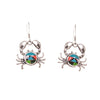 Sterling Silver Round Crab Bright Inlay Earrings