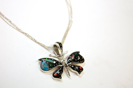 SS Blue Topaz Butterfly Necklace
