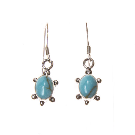 Sterling Silver Created Opal Sea Turtle Earrings