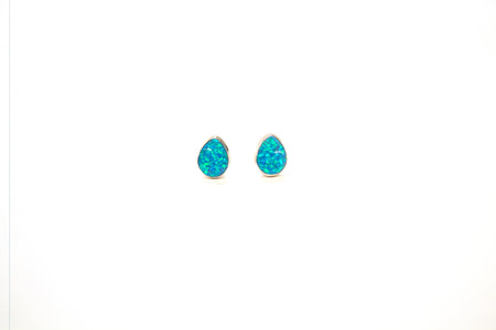 14K Boulder Opal and Diamond Pear Pendant