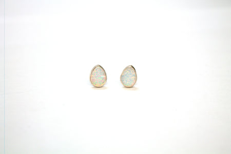 SS Created Opal and CZ Cross Earrings
