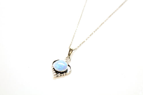 SS Created Opal Heart Necklace