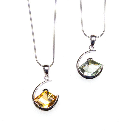 SS Small Created Citrine Rectangle Necklace