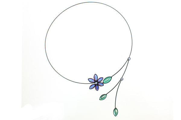 Flower in Bloom Memory Wire Necklace