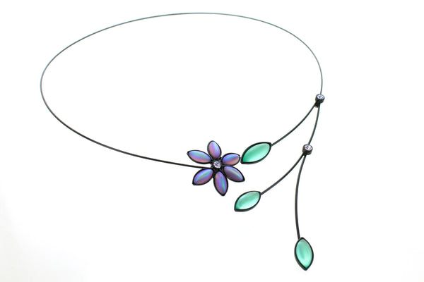 Flower in Bloom Memory Wire Necklace