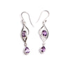 SS Marquis & Pear Blue Topaz/Amethyst Drop Dangle Earrings