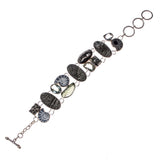 Sterling Silver Pyrite Ammonite and Green Amethyst Toggle Bracelet